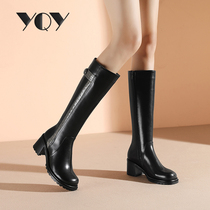 Thick soled boots women 2021 autumn and winter New thin high heel boots children black thick heel Knight Boots Boots women