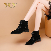 Martin Boots Women 2021 New Autumn and Winter Joker Black Scrub Women Boots Pointy Heels Short Boots Women