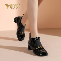 Martin boots female Chelsea boots 2021 New thick heel soft bottom small leather boots female spring and autumn single boots