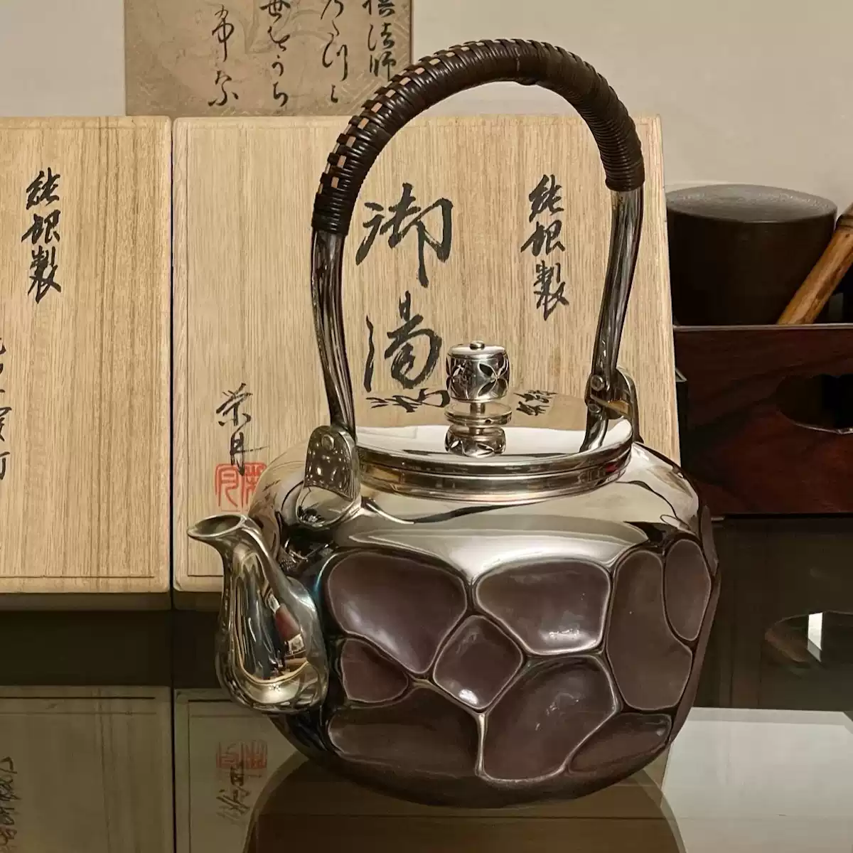 北京现货初代森川荣月日本新品手作纯银壶木箱证书纯手工-淘宝Taobao