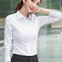 Womens professional shirt long sleeve white black base bottom shirt slim high elastic stretch stretch work clothes