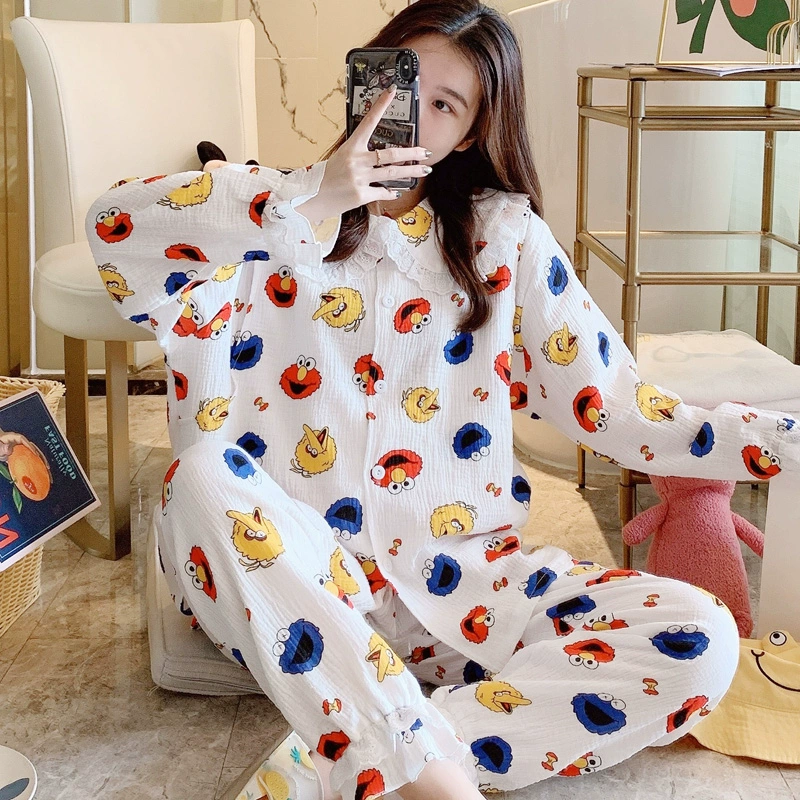 Quần áo giam giữ mùa hè mỏng phần sau sinh cho con bú quần áo 7 bông tinh khiết crepe mùa xuân và mùa thu đồ ngủ bà bầu 8 bông dịch vụ tại nhà - Giải trí mặc / Mum mặc