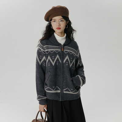 taobao agent Demi-season sweater, retro knitted cardigan