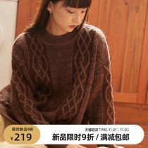 omont egg tart home (11 1 0 points 9 fold grab) retro petal collar twisted sweater female winter loose lazy wind