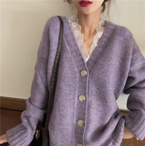  SANDRO MOSCOLONI knitted cardigan spring 2021 womens Korean version of loose AND lazy V-neck sweater jacket