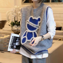 Sandro Mocoloni waistcoat 2023 new female loose knit cartoon cute outside wearing vest blouse