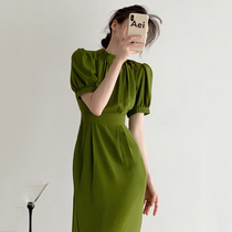 SANDRO MOSCOLONI2022 years Summer in charge of cashew Hepburn Atmosphere Quality style Bull Oil Fruit Green Dress