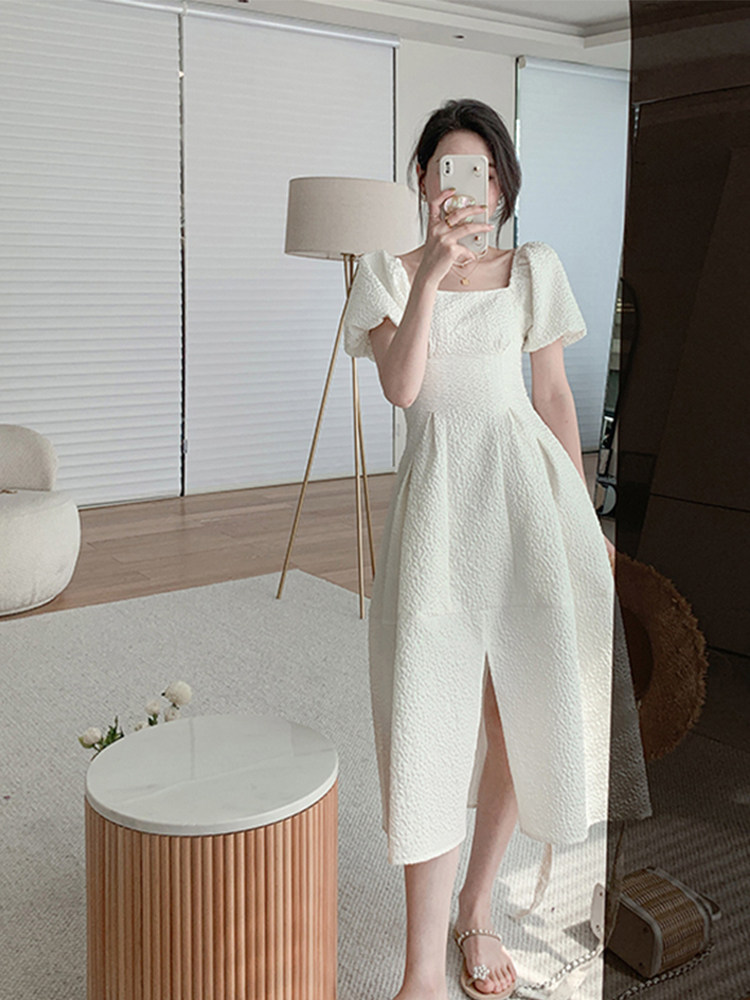 Sandro Moscoloni2023 spring summer small crowdsourced high-end design sensational white style Hepburn windy dress lady 