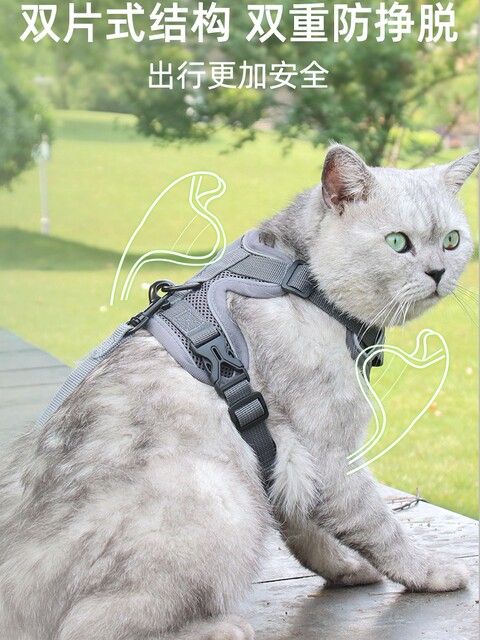 Cat Leash Vest-Style Anti-Escape Adjustable Harness for Walking Cats, Comfortable and Breathable Dog Leash