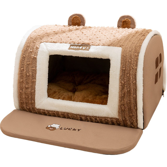 New Autumn and Winter Dog House, Enclosed Warm House-Style Dog House, Small and Medium-Sized Dog House, Removable and Washable Cat House, Pet House Mat