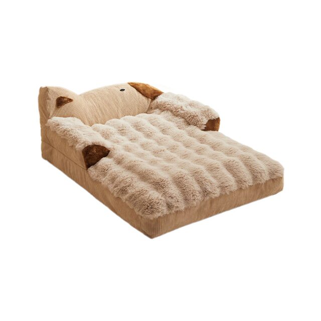 Dog Bed for All Seasons, Fully Removable and Washable, Dog Backrest Sofa, Dog Bed, Long Plush Sleeping Mat, Cat Bed, Thickened Pet Bed
