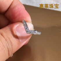 Huilai Jewelry 18K gold natural diamond V-row diamond ring group set V-shaped stacked diamond ring protection ring tail ring