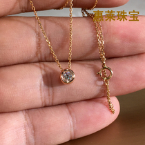 18K white gold 750 clavicle chain natural diamond 10 points 15 points diamond blister pendant Round diamond necklace female