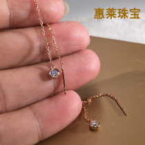 18k gold 8 points 10 points natural diamond blister round long tassel ear line fashion women earrings stud earrings earrings for women