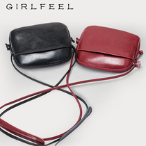 Gefini 2021 new leather small bag womens bag simple womens retro cowhide messenger bag red shell bag