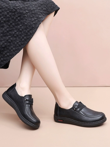 Комфортные туфли для матери, нескользящая рабочая обувь для кожаной обуви, для среднего возраста, мягкая подошва