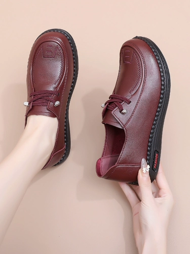 Комфортные туфли для матери, нескользящая рабочая обувь для кожаной обуви, для среднего возраста, мягкая подошва