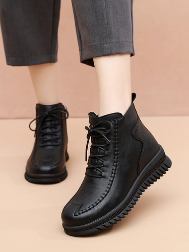 Зимние нескользящие удерживающие тепло короткие сапоги для матери для кожаной обуви, для среднего возраста