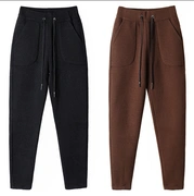Quần củ cải nữ mùa thu và mùa đông quần len hậu cung dày 2018 mới cashmere rộng chân chín quần rộng giản dị