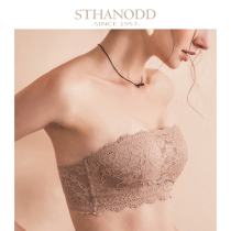 Bigano underwear small chest gathered thin summer sexy rimless lace detachable double shoulder strap bra set light luxury