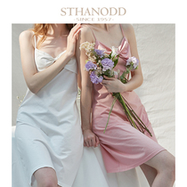 Combed cotton sexy suspender nightgown skirt summer new simple deep V collar home wear pajamas