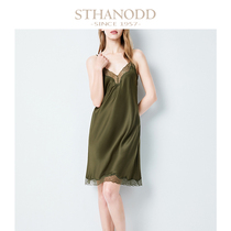 Sexy suspender nightgown summer lace Ice Silk V collar womens back pajamas show body thin soft and delicate