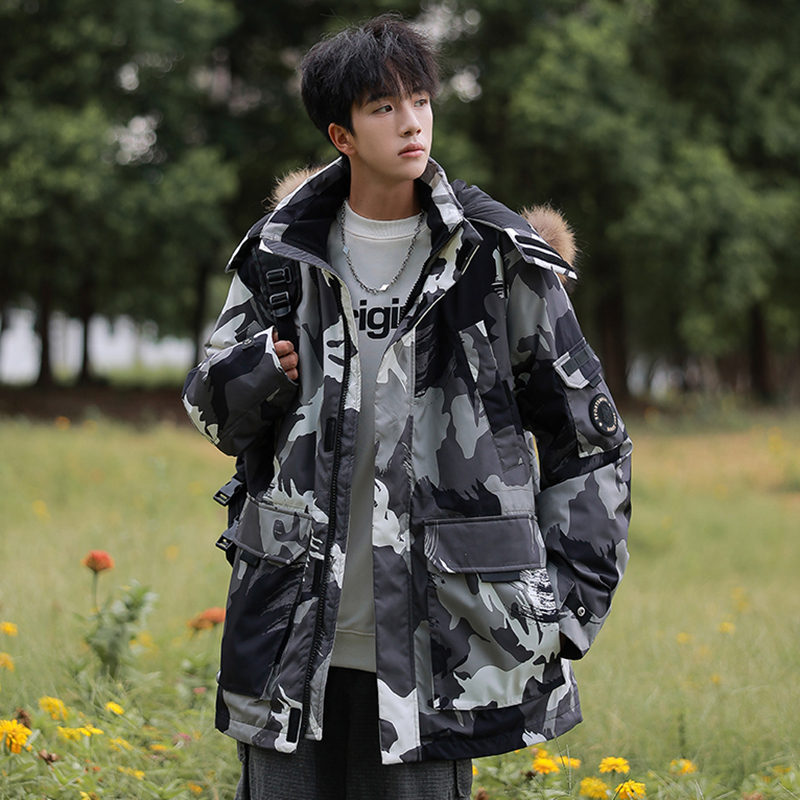 Mink Fur Hooded Camouflage down Jacket for Men, Winter 2025 New Lightweight and Warm Couple Parka Coat