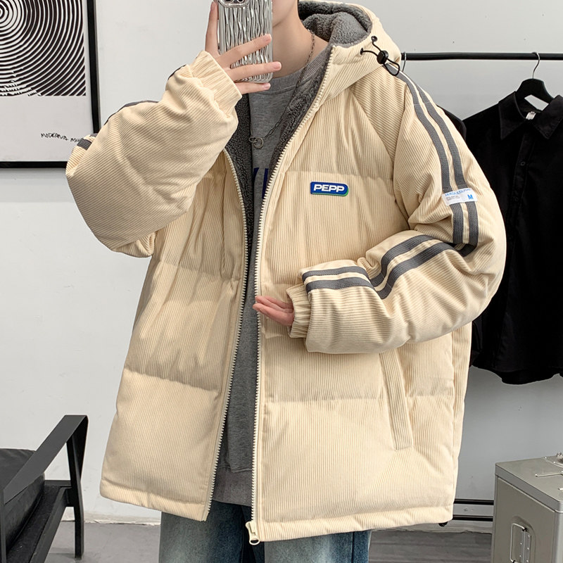 羊羔绒棉衣外套男士秋冬季加绒连帽灯芯绒晋江羽绒棉服保暖棉袄子 3