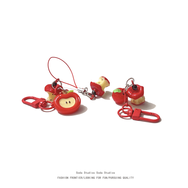 Soda Creative Design, Interesting Asymmetrical Little Apple Keychain, Girly Personality Bag Pendant Gift