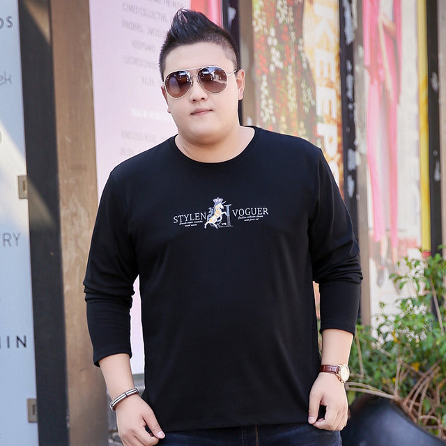 ເສື້ອຍືດຜູ້ຊາຍແຂນຍາວ fatty-free code clearance plus fat plus size men's T-shirt long sleeve fat man fat man price special top T-shirt lucky bag