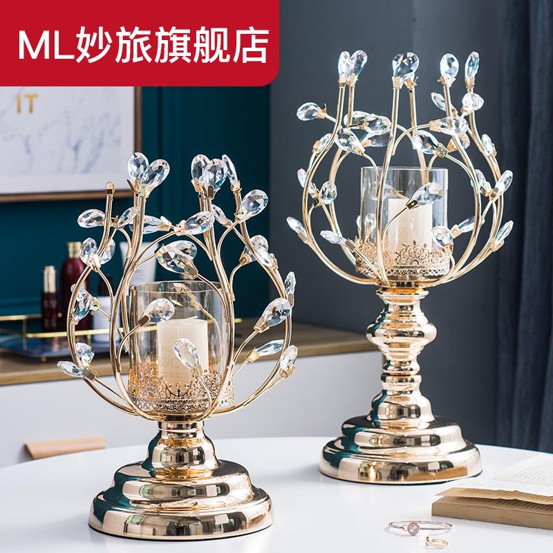 Eurostyle Wax Candleholder Crystal Metal Candleholder Pendulum with light lavish American home table candle light dinner props ROMANTIC