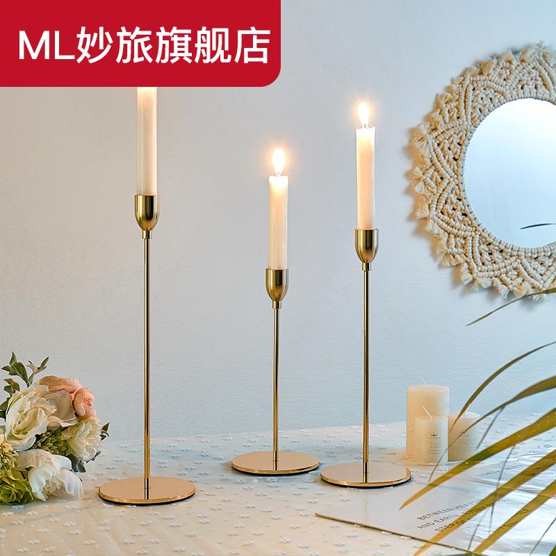 Light Extravaganza Golden Candle Holders Pendulum Pieces Nordic Romantic Table Candlelight Dinner Props Home Western Dining Decorations Hem