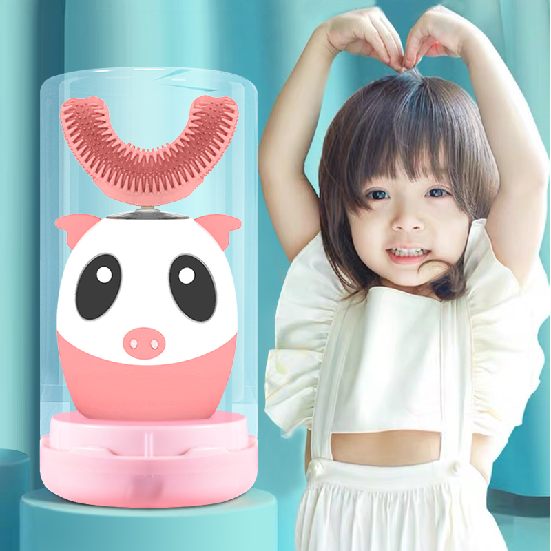 Japanese children's electric toothbrush U-shaped dust-proof automatic sonic lazy toothbrush rechargeable student brushing artifact