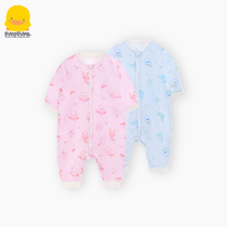 Yellow duckling baby gauze sleeping bag 1-4 year old baby Summer thin cotton gauze split leg sleeping bag clothes
