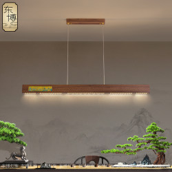 Dongbo New Chinoiserie Chandelier Restaurant One-Word Chandelier Normcore Long Bar Table Lamp Solid Wood Tea Room Chandelier
