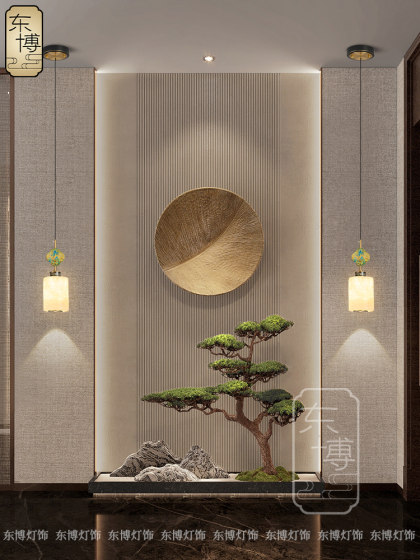 All-Copper Song's Aesthetic Small Chandelier Zen Restaurant Bedroom Bedside Lamp Aisle Entrance Bar New Chinoiserie Jade Lamp