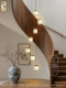 Song-Style Aesthetic Restaurant Chandelier, New Chinese-Style Retro Solid Wood Linear Tea Room Lamp, Study Room, Dining Room, Staircase Lighting Fixtures