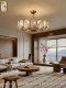 Song-Style Aesthetic Chandelier with Enamel Color for Dining Room and Study, High-End New Chinese-Style Living Room Lighting, French Mid-Century Style Chandelier
