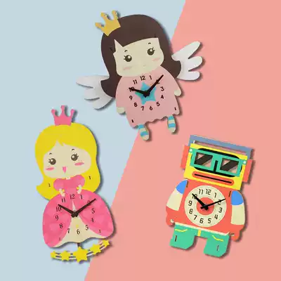 Nordic silent cartoon wall clock living room bedroom clock cute children's room kindergarten classroom room creative clock
