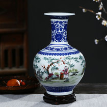 Jingdezhen ceramic ornaments antique blue and white porcelain vase flower arrangement rich bamboo home living room TV cabinet decoration