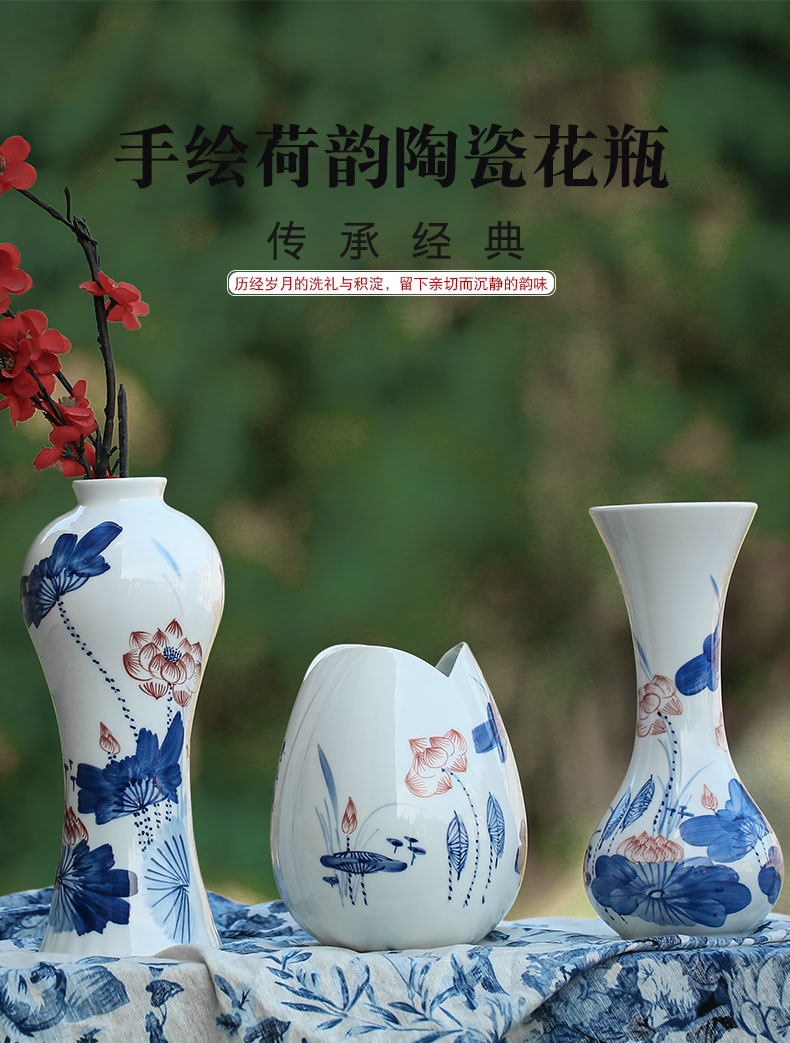 Jingdezhen ceramic hand - made porcelain vases, I and contracted household act the role ofing is tasted China lotus scenery figure