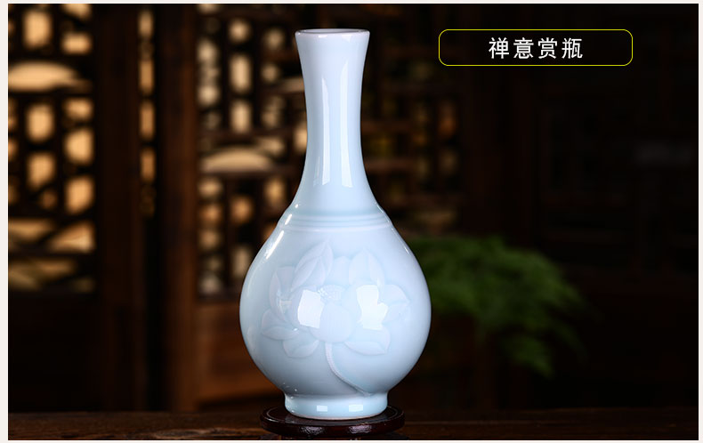 Jingdezhen ceramic floret bottle of Chinese style living room furnishing articles furnishing articles celadon flower arranging rich ancient frame porcelain home decoration