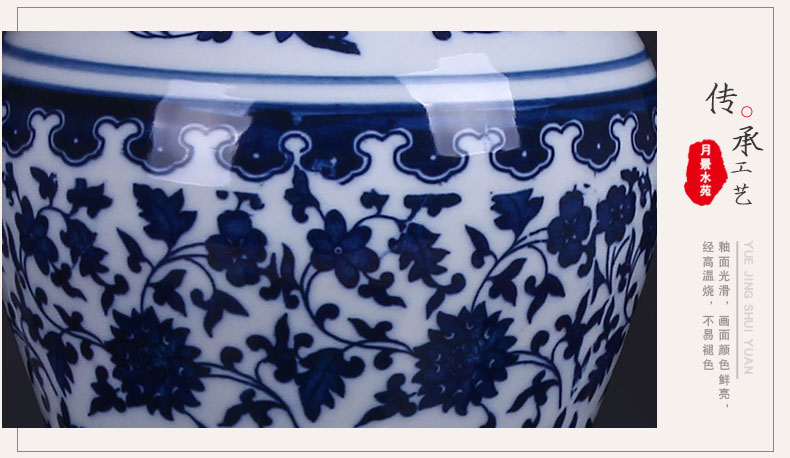 Jingdezhen ceramic vase of blue and white porcelain of modern Chinese style household craft supplies creative furnishing articles rich ancient frame, the living room