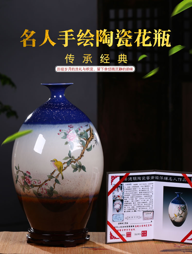 Jingdezhen ceramic hand - made vases furnishing articles of the new Chinese style household TV ark, wine porch flower arranging flower decorations