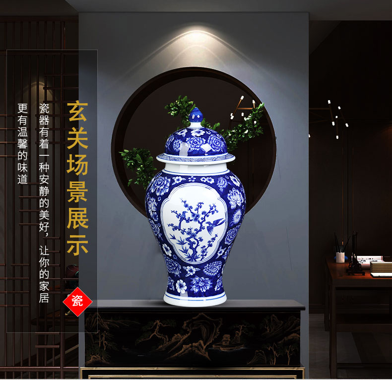 Jingdezhen blue and white ceramics storage tank general tea pot Chinese style household adornment sitting room ark, furnishing articles