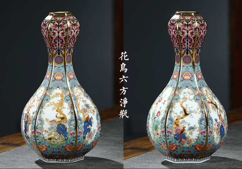 Jingdezhen ceramics enamel see colour imitation the qing qianlong vase Chinese style classical wine flower arrangement sitting room adornment ornament