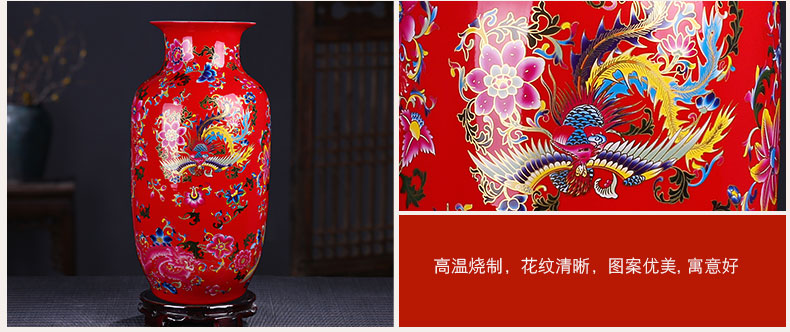 Ceramic powder of large vase inserted colored enamel vase of modern Chinese style flower implement furnishing articles furnishing articles decoration large living room