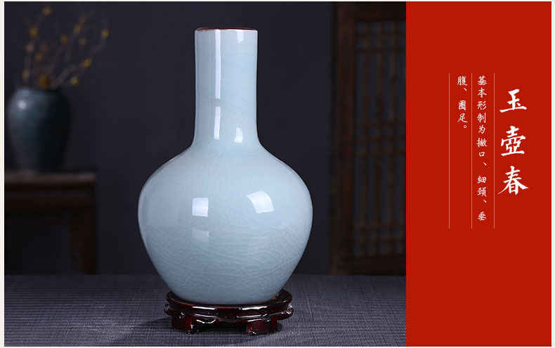 Jingdezhen ceramics antique vase shadow blue glaze up crack sitting room home decoration handicraft decoration furnishing articles