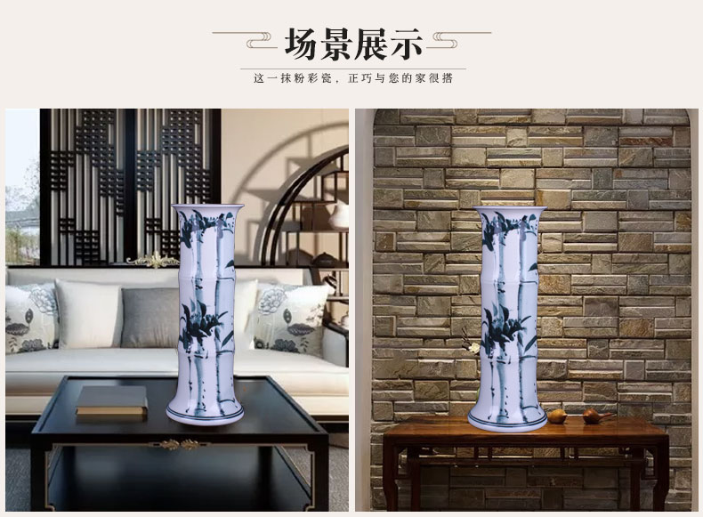 Jingdezhen ceramic lucky bamboo vase large landing hydroponic flower arrangement of I and contracted sitting room adornment porcelain furnishing articles