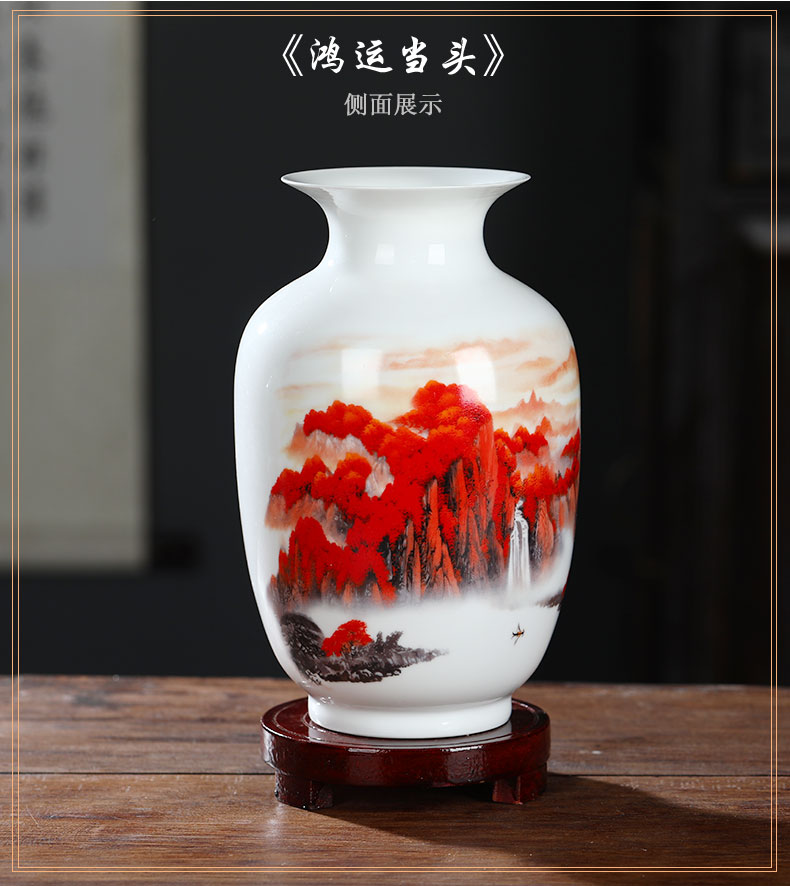 Much luck three - piece jingdezhen ceramic vase decorated office furnishing articles, the sitting room TV ark, small handicraft